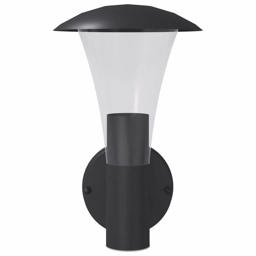 Berkfield Home Modern Black Stainless Steel Outdoor Wall Lights, 2 Pack – 3