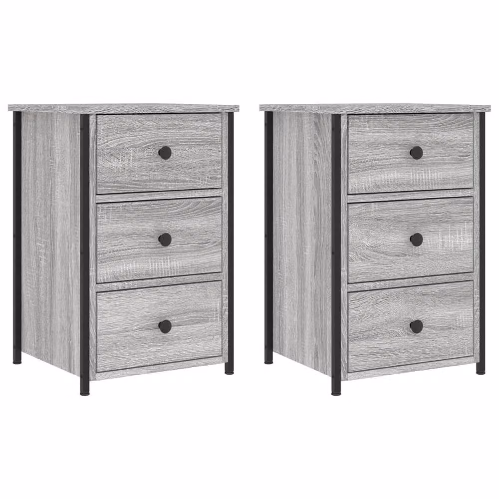 Berkfield Home Set of 2 Grey Sonoma Bedside Cabinets, W/D/H: 40 x 36 x 60 cm – 2