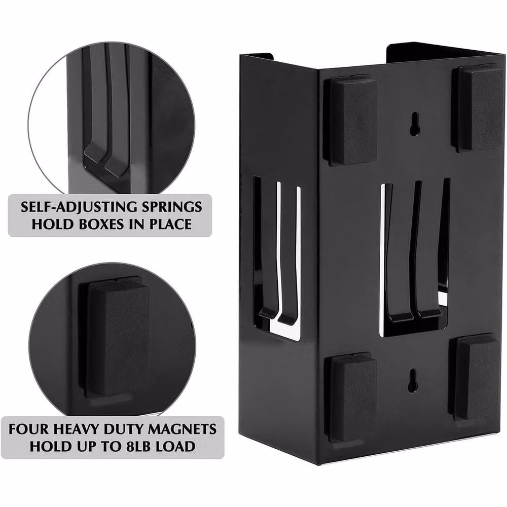 Spetlek 3-Piece Magnetic Disposable Glove Dispenser and Storage Box Set in Black – 3
