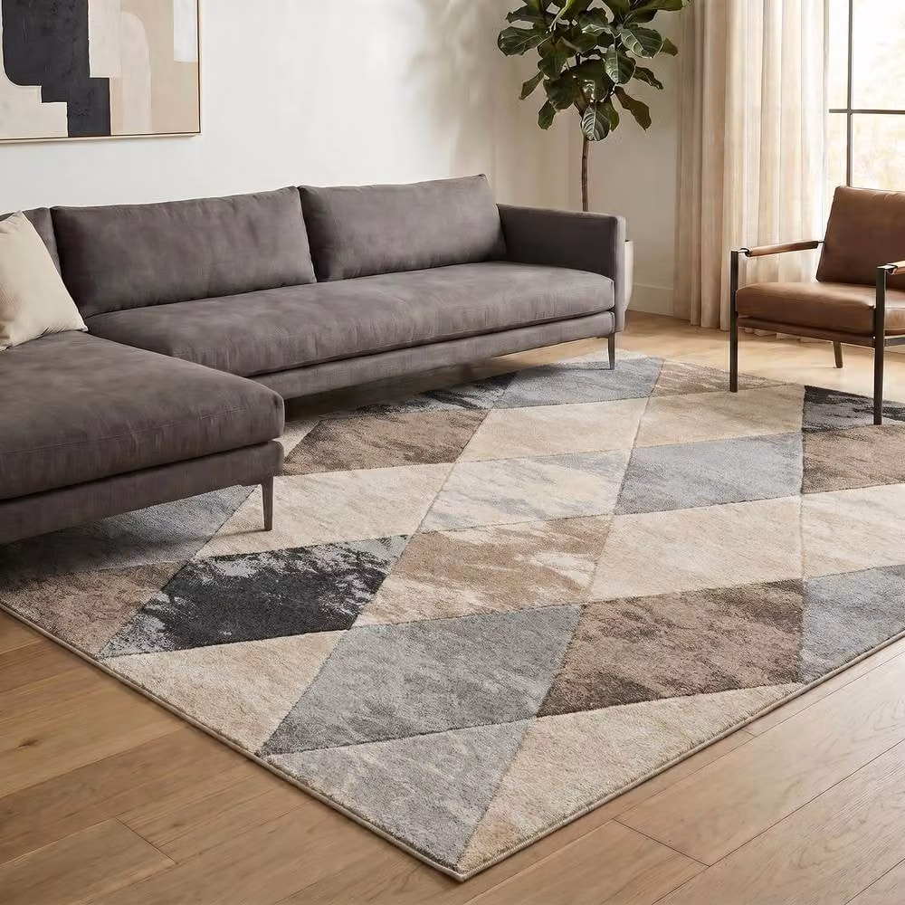 Desire Rugs Santiago Modern Abstract Geometric Carved Area Rug in Beige, W: 200 cm, D: 290 cm – 3