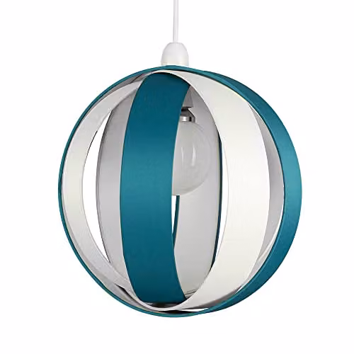 MiniSun Modern Blue and Multicolour Fabric Cocoon Style Sphere Ceiling Light Shade, Shade Width: 29 cm