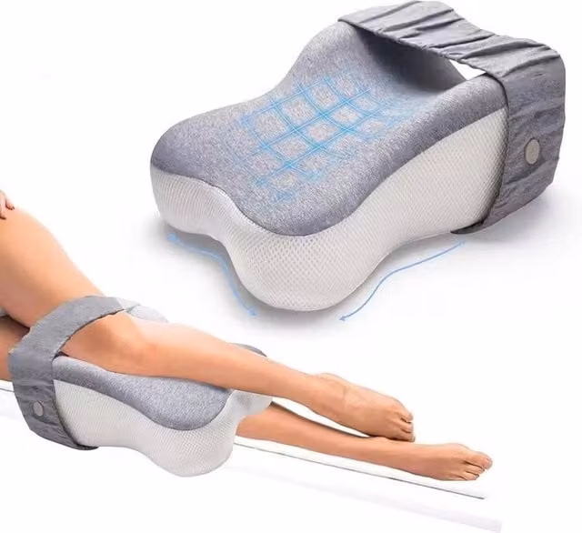 KORVIXA Grey Contoured Memory Foam Knee Pillow Wedge for Unisex Use – 1