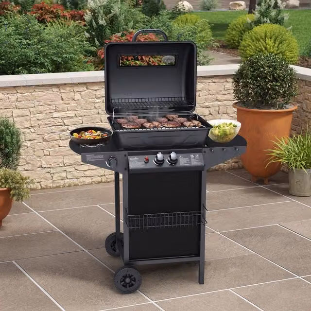 BillyOh Oregon 2 Burner Gas BBQ with Side Burner and Cart in Black