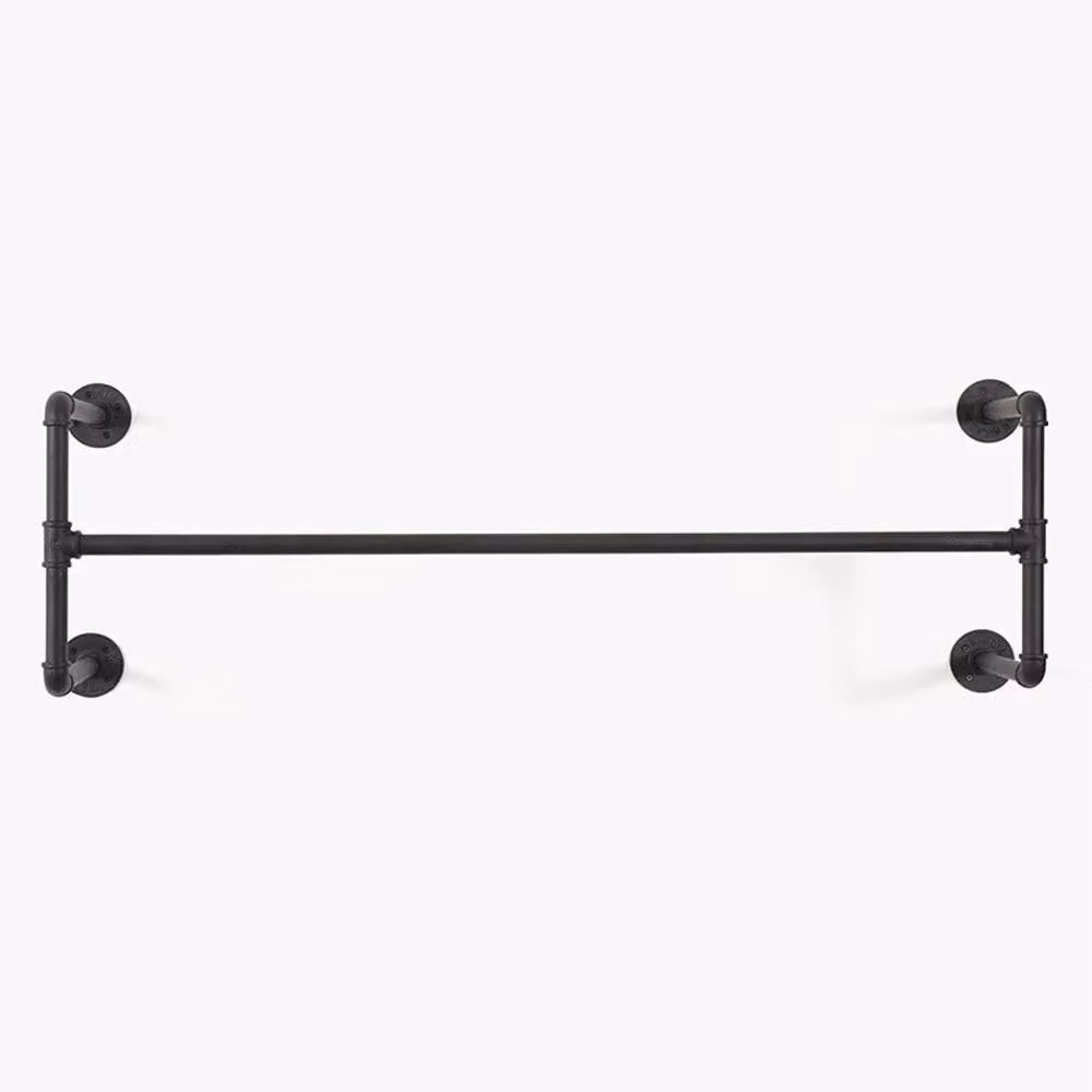 VOGREX Wall Mounted Metal Clothes Rail in Matt Black – 2