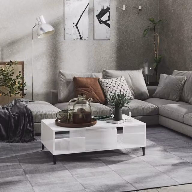 Berkfield Home High Gloss White Coffee Table W: 103.5 cm, D: 60 cm, H: 35 cm – 1