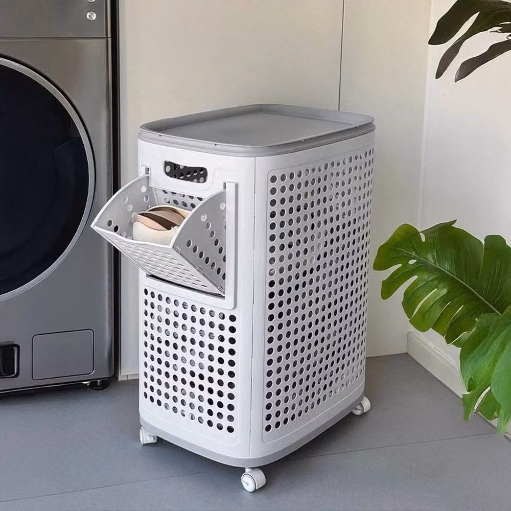 Kelvenix White Laundry Hamper with Side Caddy, W/D/H: 42 x 33 x 60.5 cm – 3