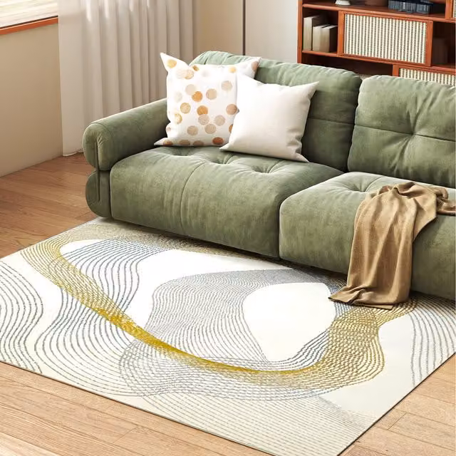 HOMCOM Geometric Pattern Modern Rectangular Area Rug in White, W/D/H: 120 x 170 x 1 cm