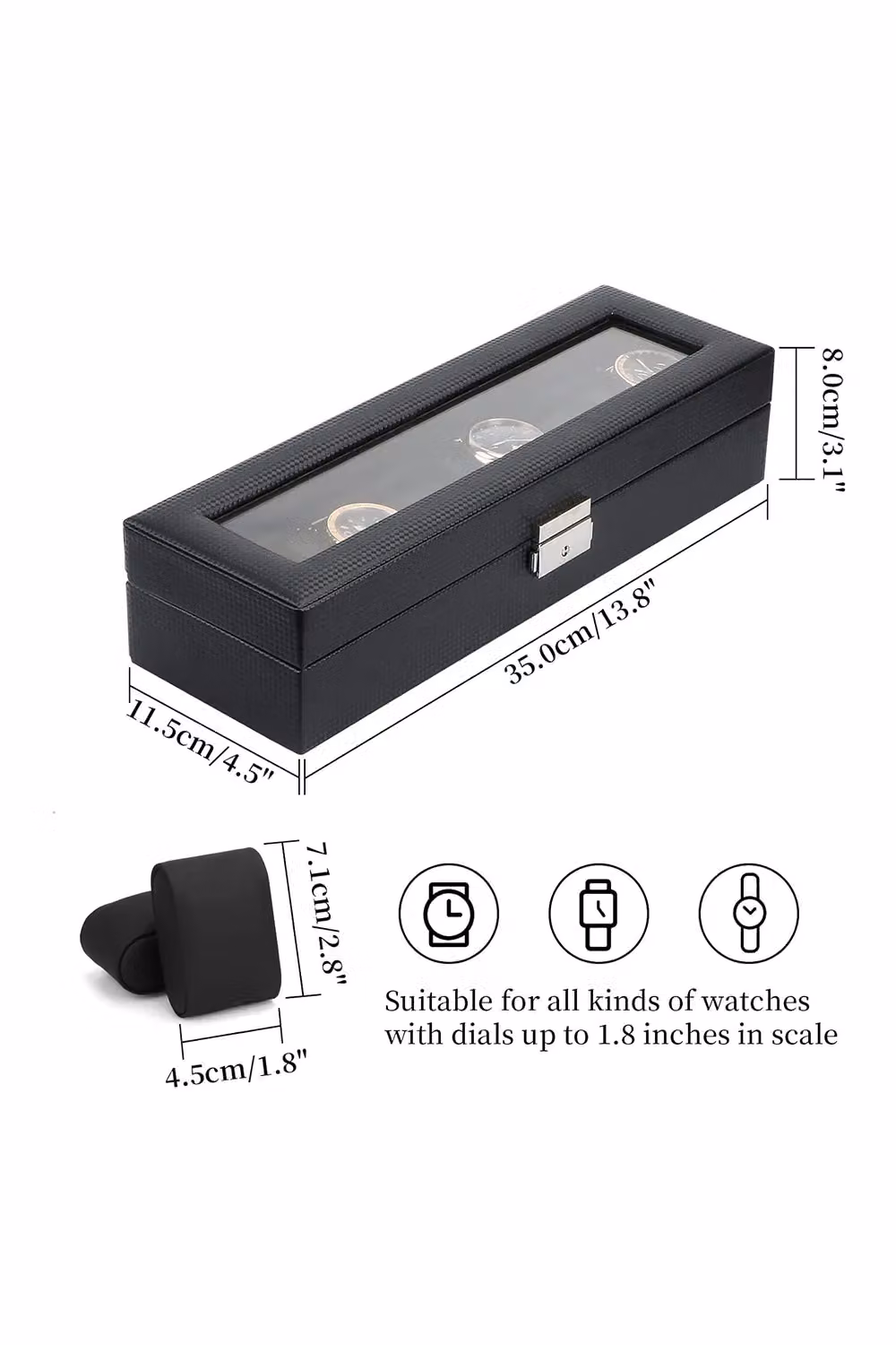 SHEONLY Elegant Faux Leather Watch Display Case with 6 Slots in Black – 3