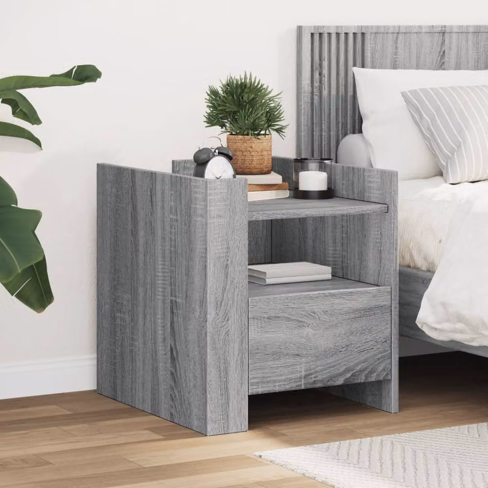 Berkfield Home Grey Sonoma Bedside Cabinet in Engineered Wood W/D/H: 45 x 50 x 50 cm – 2