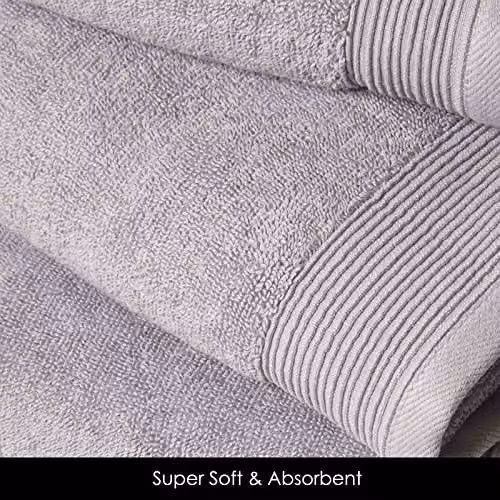 HOMESCAPES Set of 2 Grey Cotton Face Cloths, 700 GSM, W/D/H: 30 x 30 x 30 cm – 2
