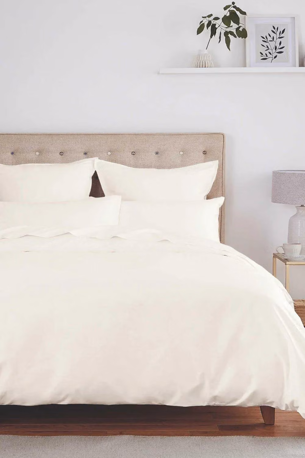 Murmur 500 Thread Count Mako Satin Cotton Fitted Sheet in Ivory, W/D: 180 x 200 cm – 2