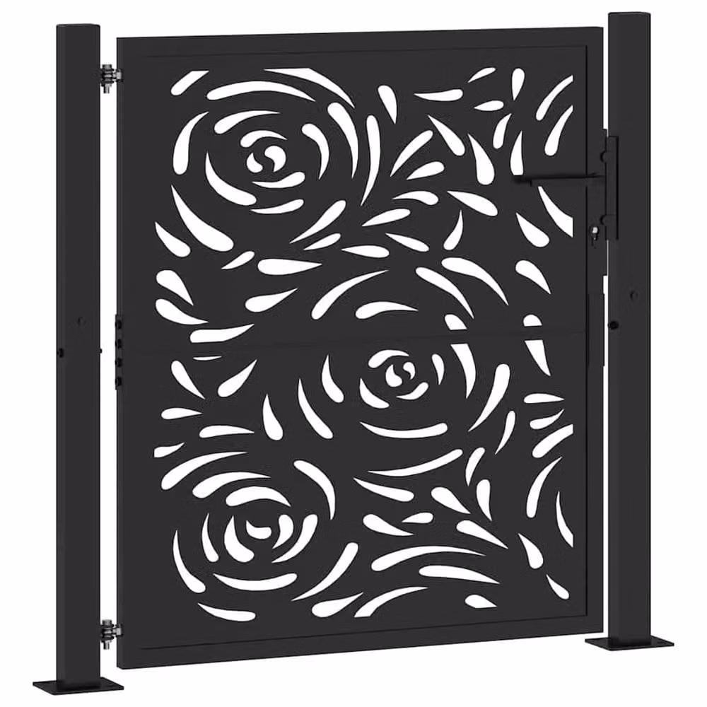 Berkfield Home Beautiful Garden Gate in Black Steel, W: 105 cm, H: 106 cm – 3