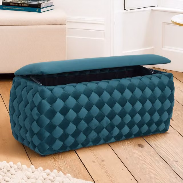 Artemis Home Plumeo Large Velvet Storage Ottoman in Green