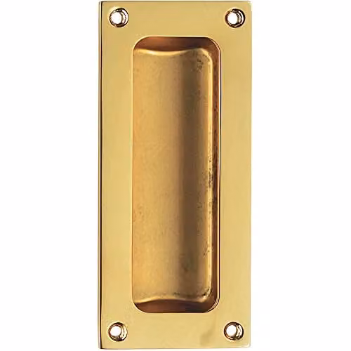Loops Recessed Sliding Door Flush Pull in Polished Brass, W: 102 mm, H: 45 mm, D: 10.5 mm