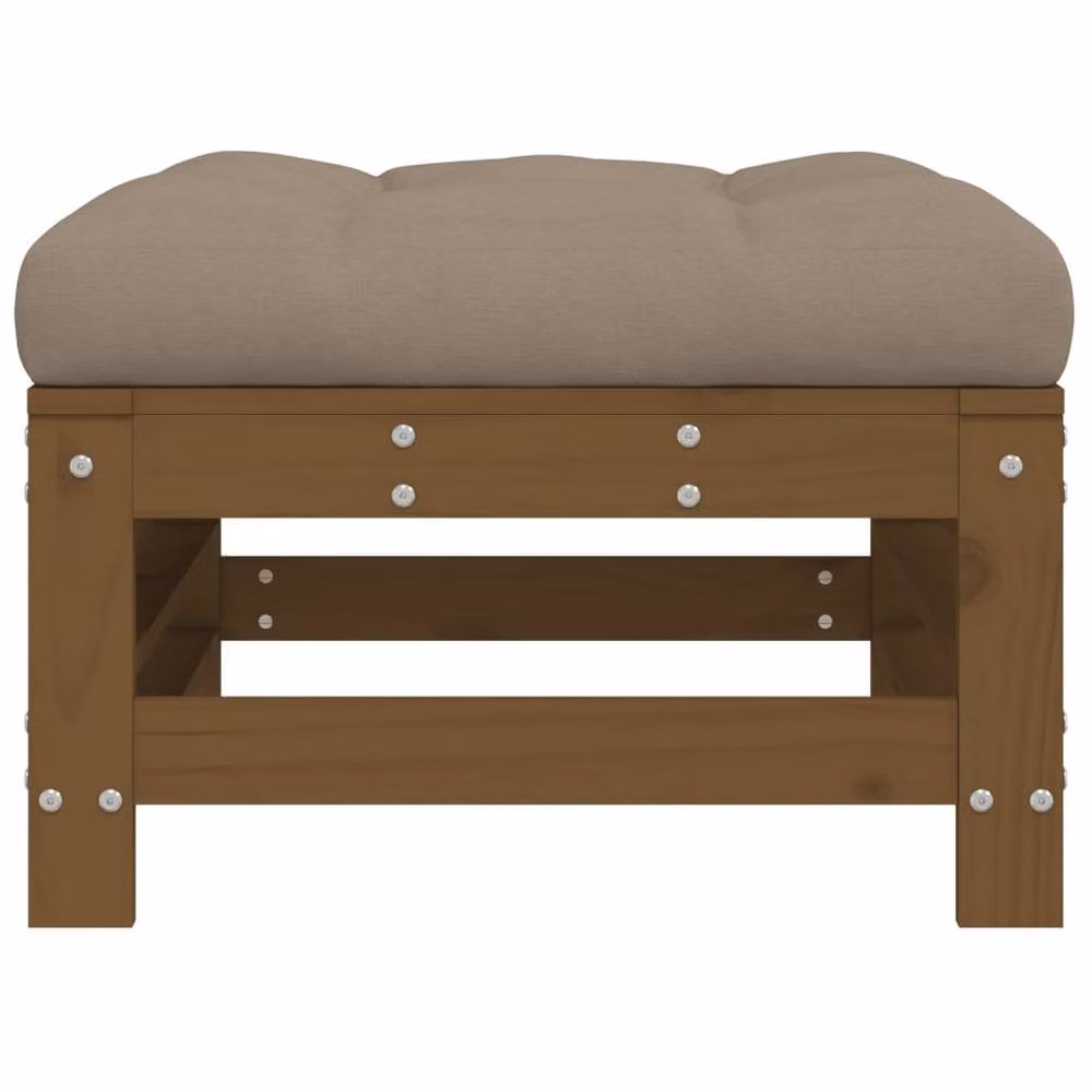 Berkfield Home Rustic Garden Footstool with Cushion in Brown Solid Pine Wood – 3