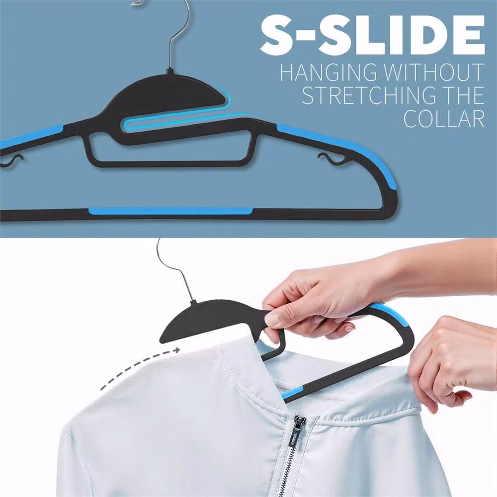 NESTLUNE 30-Piece Blue Non-Slip Plastic Space-Saving Clothes Hangers – 5