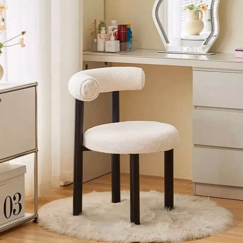KORVIXA Soft Makeup Vanity Chair with Backrest in White – 4