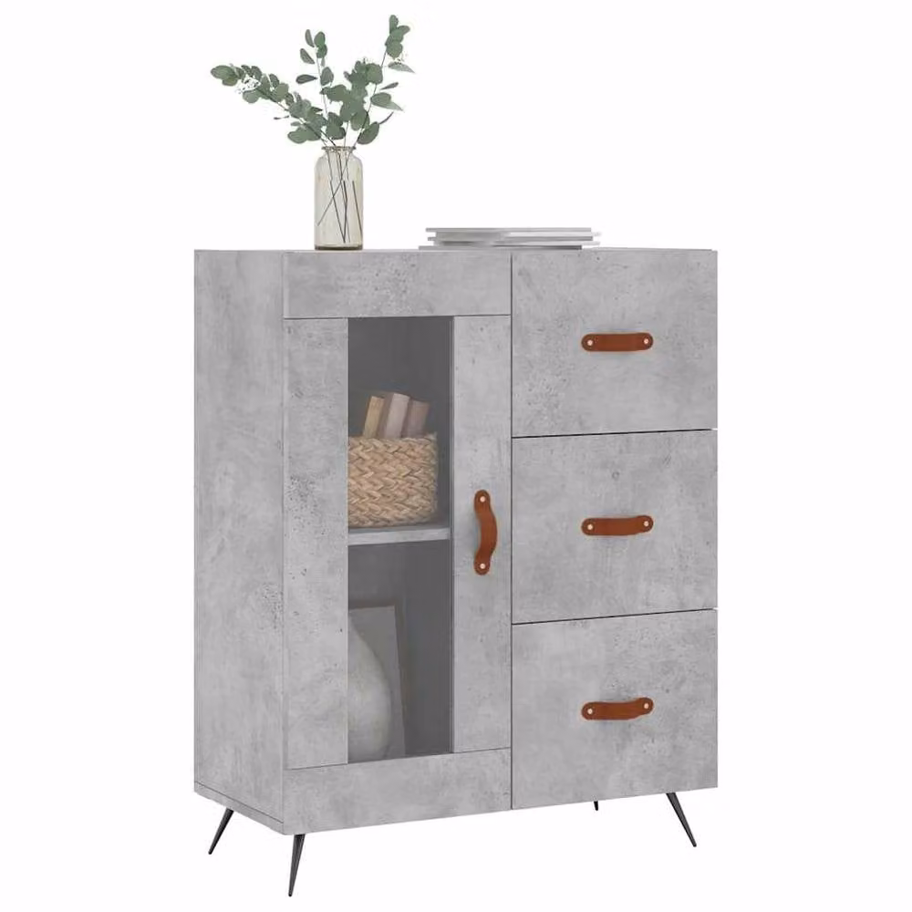Berkfield Home Sideboard in Concrete Grey, W/D/H: 69.5 x 34 x 90 cm – 3