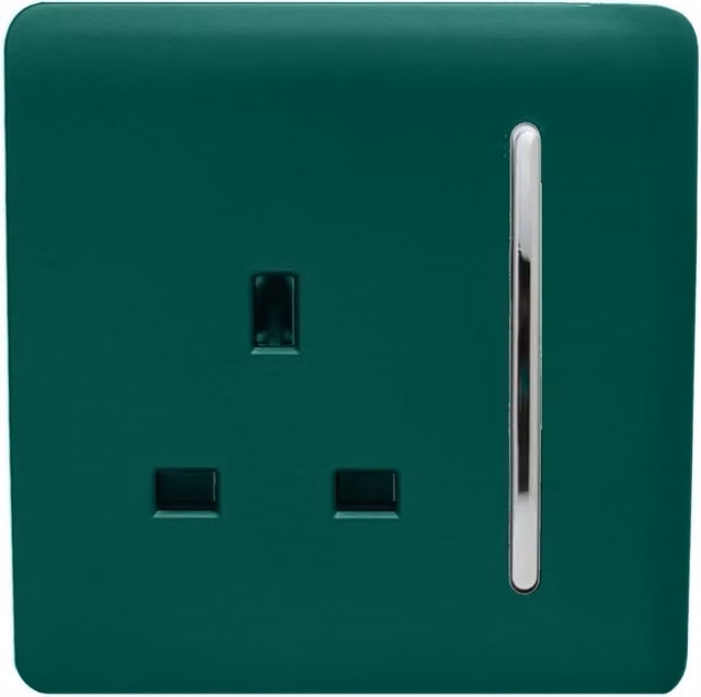 Trendi Switch 1 Gang 13 Amp Single Pole Flush Socket in Green – 1