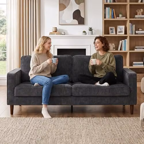 HOMCOM 3 Seater Velvet Fabric Sofa in Grey – 6