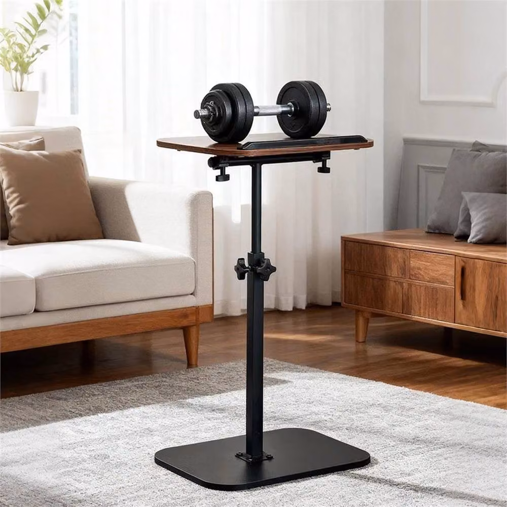 Nordara Height Adjustable Brown Wood Laptop Side Table with Rectangular Tray – 4