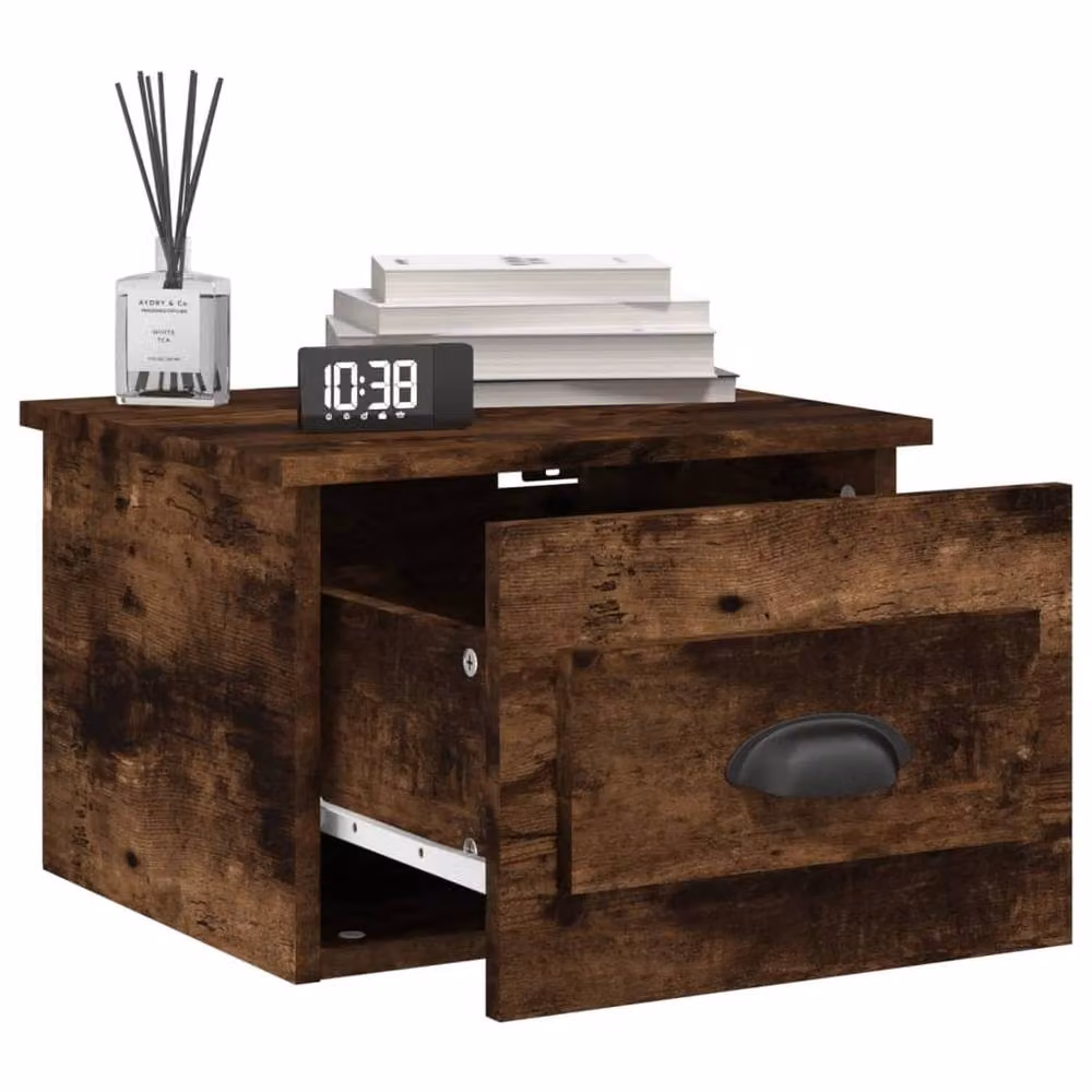 Berkfield Home Wall-mounted Bedside Cabinets, 2 Piece Set, Smoked Oak Brown, W: 41.5 cm, D: 36 cm, H: 28 cm – 3