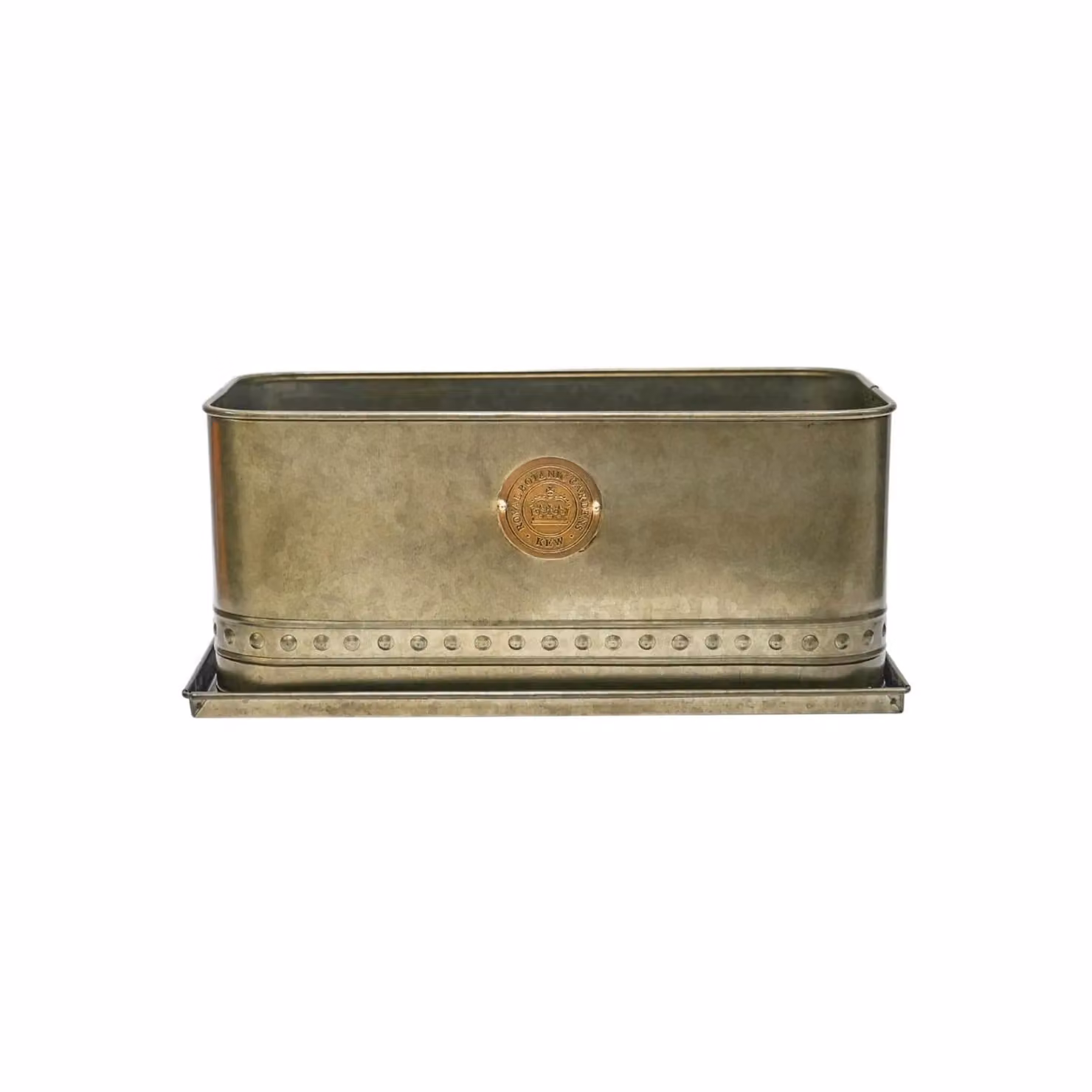 Royal Botanic Gardens Kew Regency Outdoor Trough Planter in Gold or Grey Galvanised Steel, Width: 43 cm – 2
