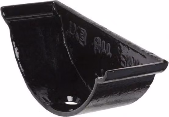 Hargreaves Premier Cast Iron Beaded Half Round Gutter External Stopend, Black, 125mm