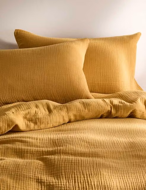 M&S Pure Cotton Muslin Bedding Set, Ochre, 90 x 190 cm
