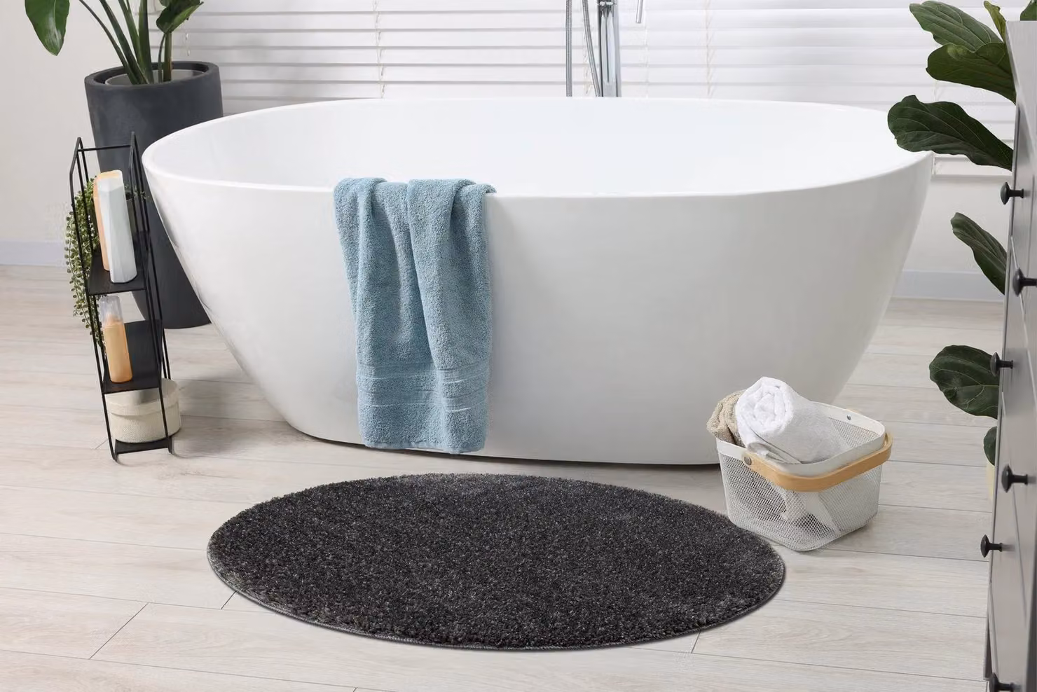 RugsX Grey Round Bath Mat, Diameter: 100 cm – 3