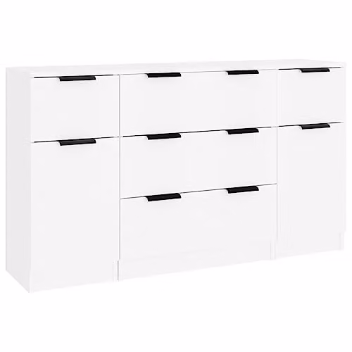 vidaXL 3 Piece Sideboard Set in White Matt Engineered Wood