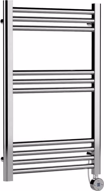Balterley Electric Round Tube Towel Rail with 10 Bars, Silver, W: 50 cm, H: 80 cm – 1