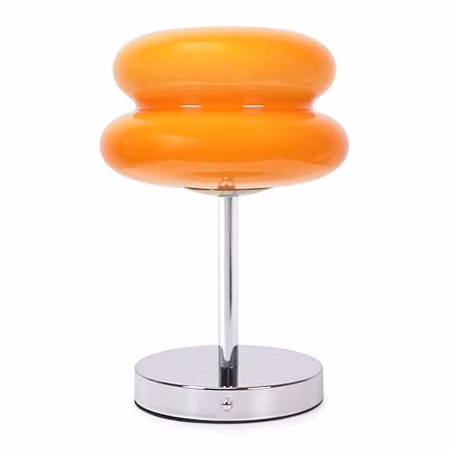 ValueLights Orange Rechargeable LED Dimmable Touch Table Lamp with Chrome Metal Base – 1