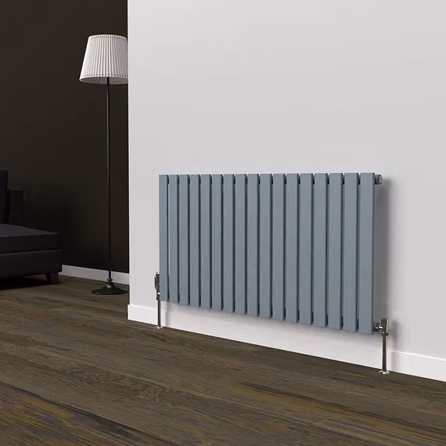Lux Heat Flat Horizontal Coloured Steel Radiator in Pebble Grey, W: 119 cm, H: 60 cm