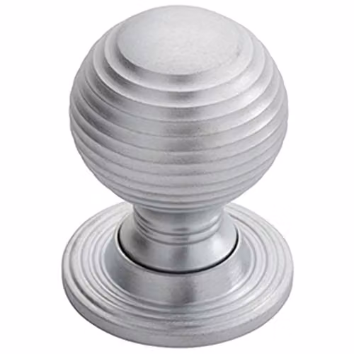 Loops Textured Reeded Ball Cupboard Door Knob in Brushed Chrome, 40mm Dia