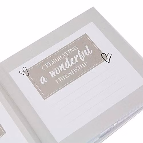 Happy Homewares Modern Friends Forever Photo Album in White with Gold Foil Text, W/D/H: 21.59 x 21.59 x 3.81 cm