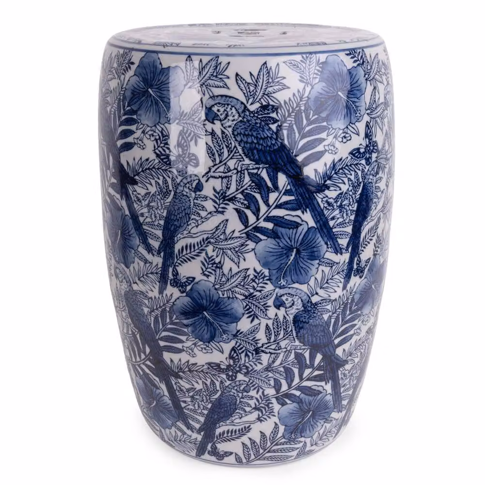 Madison & Mayfair Blue & White Porcelain Parrot Living Room Table W/D/H: 41.0 x 29.5 x 29.5 cm – 2