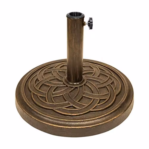GardenKraft 16900 Heavy Duty Resin Parasol Base in Bronze with Celtic Traditional Design and 48mm Maximum Pole Diameter