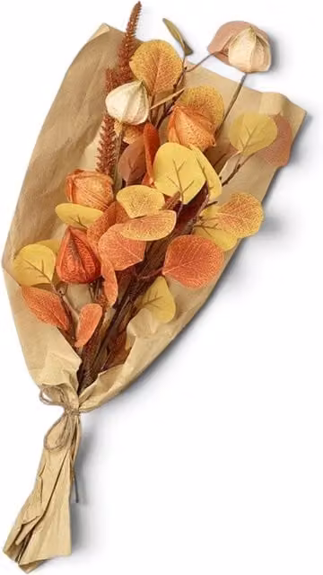 Heaven Sends Autumnal Mixed Floral Foliage Bouquet Decoration in Orange and Yellow