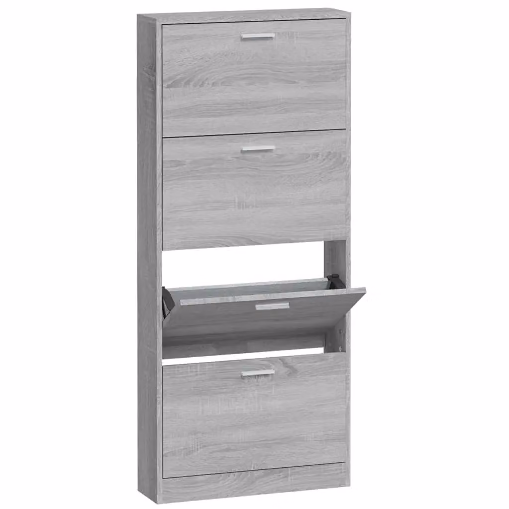 Berkfield Home Grey Sonoma Shoe Cabinet with Tilting Compartments, W: 59 cm, D: 17 cm, H: 150 cm – 2