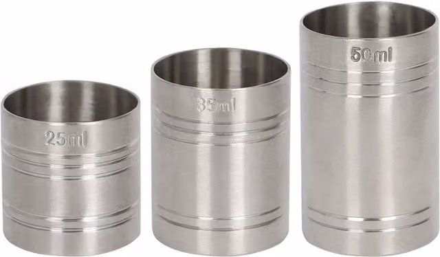 Rink Drink 3-Piece Stainless Steel Round Jigger Set in Silver