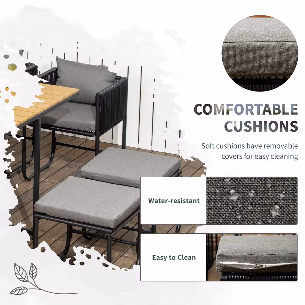 STILVORA 10-Seater Dining Set with Rattan Design in Black – 3