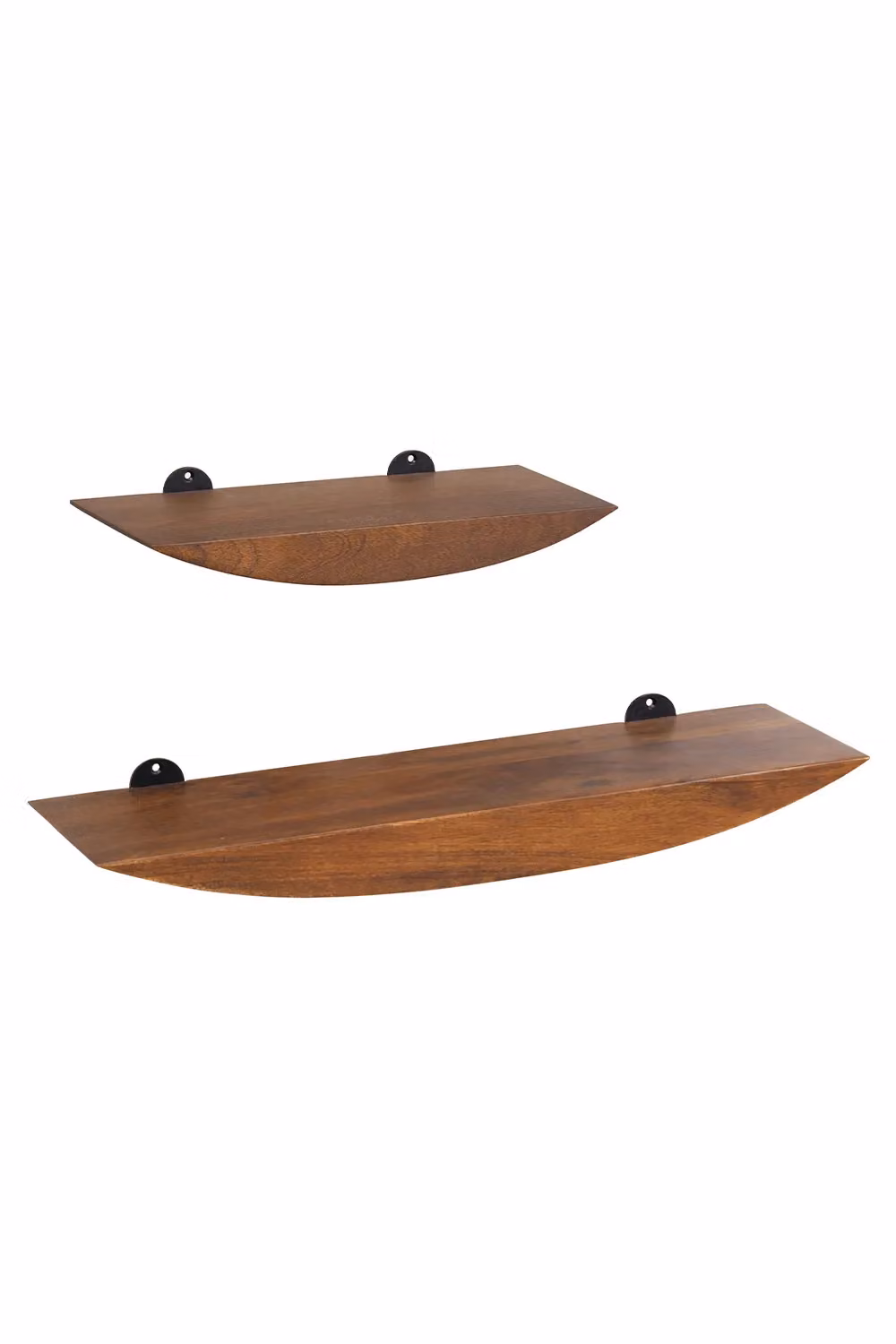 MH London Set of 2 Walnut Solid Wood Wall Mounted Floating Shelves for Living Room and Kitchen – 2
