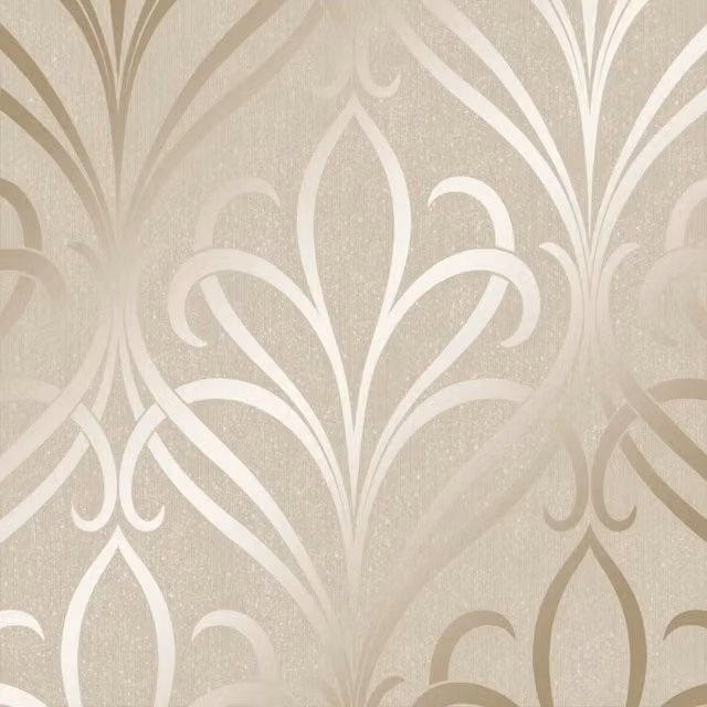 I Love Wallpaper Classic Floral Damask Wallpaper in Gold, Yellow and Beige
