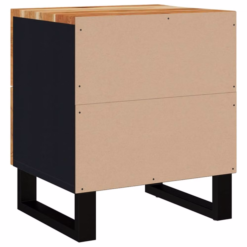 Berkfield Home Set of 2 Acacia Wood Bedside Cabinets in Black, W/D/H: 40 x 33 x 46 cm – 4