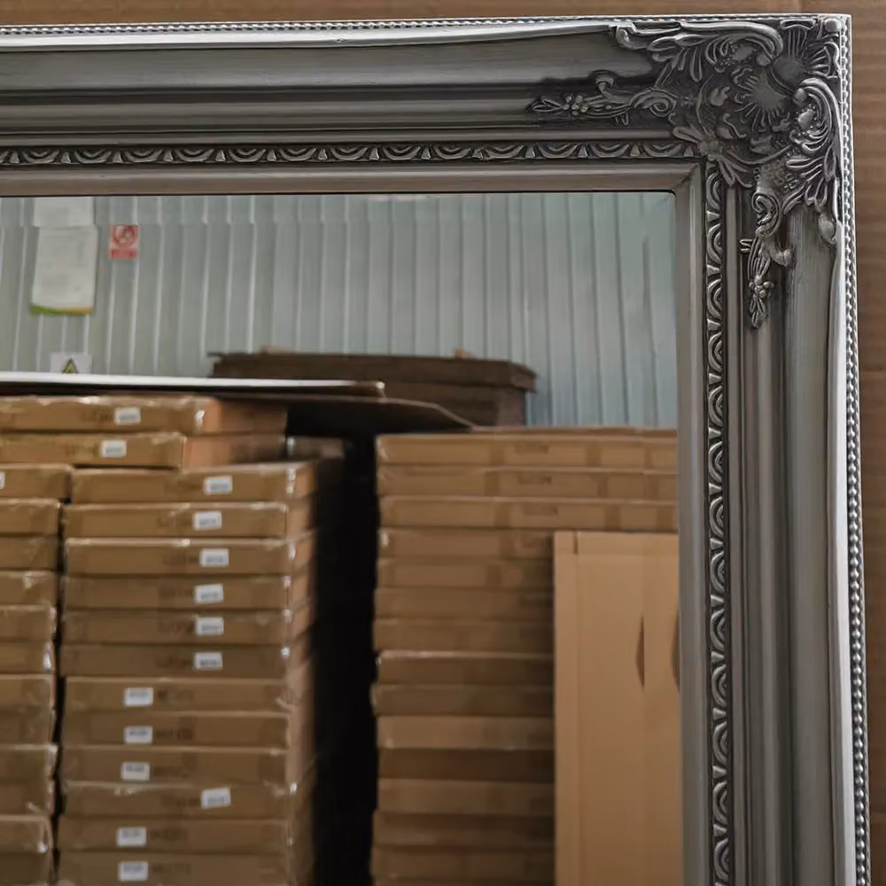 Agenzia 14 Antique Silver Ornate Rectangular Leaner Wall Mirror, H: 168 cm x W: 107 cm – 2