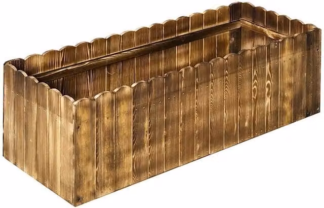 NESTLUNE Brown Wooden Raised Flower Bed Garden Planter Box with 109L Capacity – 1