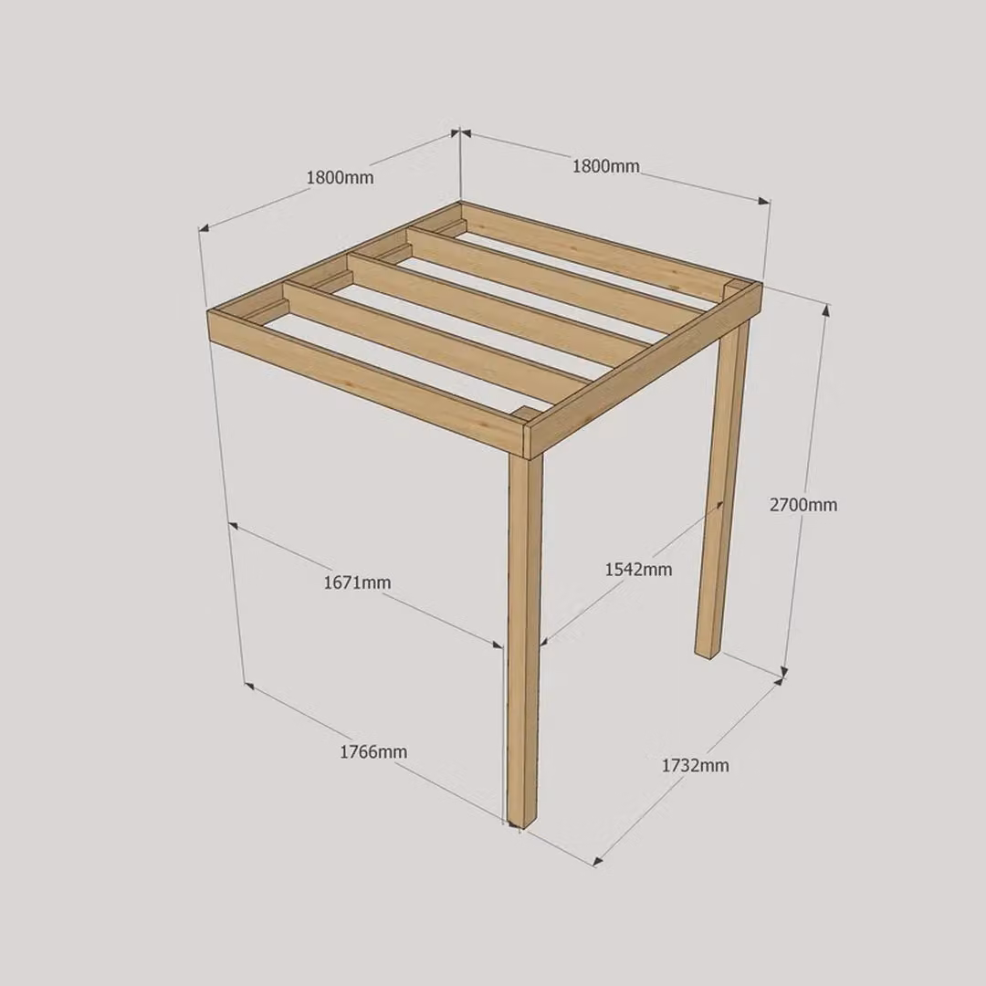 Rutland County Garden Furniture Ltd Wall Mounted Lean-to Box Pergola in Wood, Brown and Green, W: 180 cm, D: 180 cm, H: 270 cm – 2