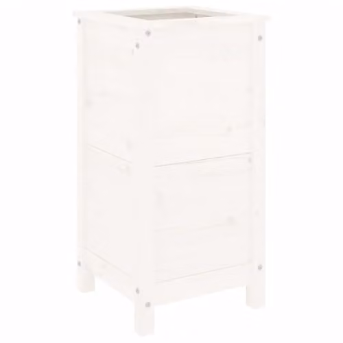 vidaXL White Wooden Garden Planter Tub W/D/H: 40 x 40 x 78 cm