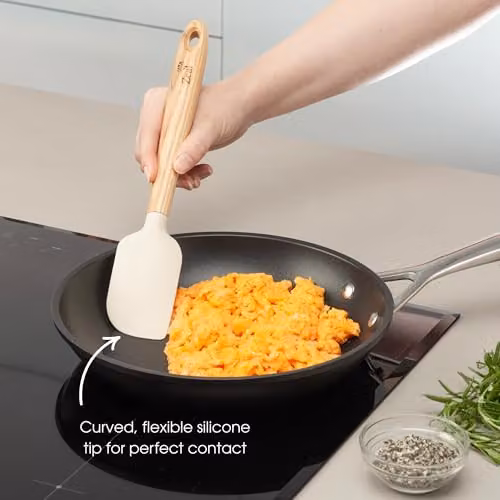 Zeal Silicone Spatula with Ash Wood Handle, Beige, 25 cm – 2
